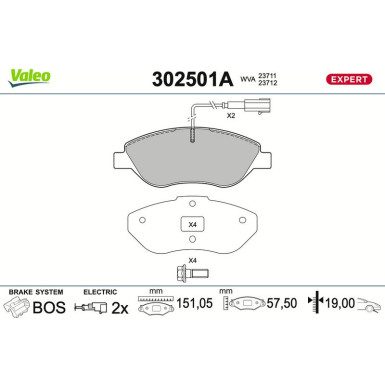 Valeo | Bremsbelagsatz, Scheibenbremse | 302501A