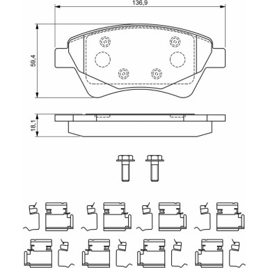BOSCH Bremsbelagsatz, Scheibenbremse 0 986 494 725