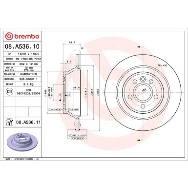 08.A536.11 Bremsscheibe PRIME LINE - UV Coated 08.A536.11 Bremsscheibe PRIME LINE - UV Coated