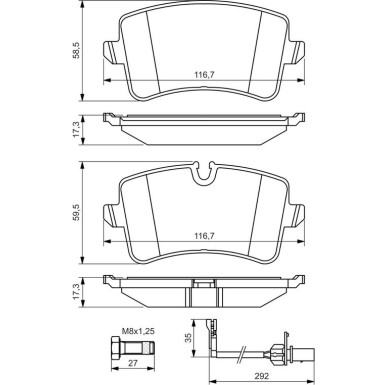 BOSCH Bremsbelagsatz, Scheibenbremse 0 986 494 446