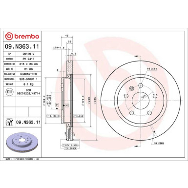 Brembo Bremsscheibe PRIME LINE - UV Coated 09.N363.11