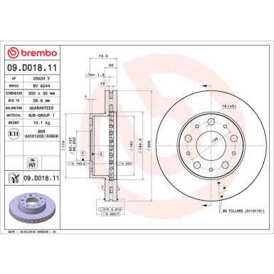 Brembo | Bremsscheibe | 09.D018.11