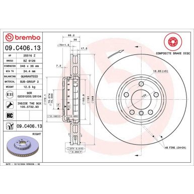 Brembo Bremsscheibe PRIME LINE - Composite 09.C406.13