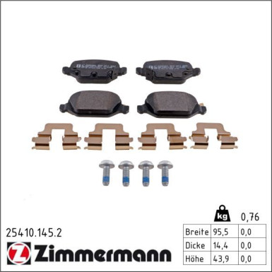 Zimmermann Bremsbelagsatz, Scheibenbremse 25410.145.2
