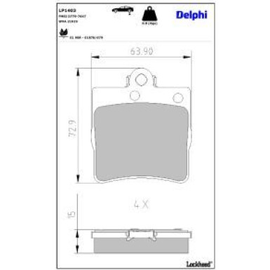 Delphi Bremsbelagsatz, Scheibenbremse LP1403