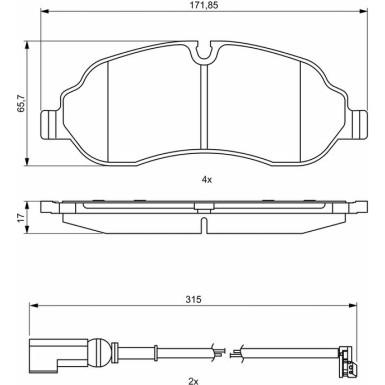 BOSCH Bremsbelagsatz, Scheibenbremse 0 986 494 845