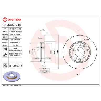 08.C659.11 Bremsscheibe PRIME LINE - UV Coated