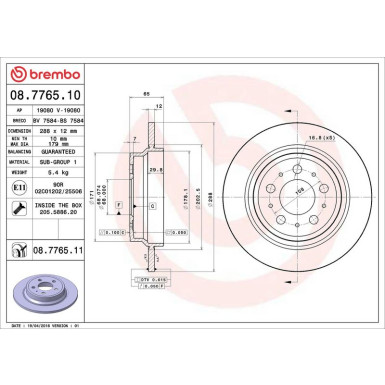 Brembo Bremsscheibe PRIME LINE - UV Coated 08.7765.11