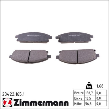 Zimmermann Bremsbelagsatz, Scheibenbremse 23422.165.1