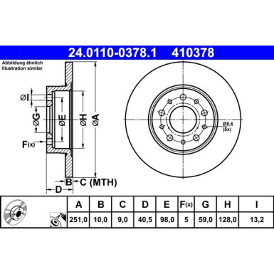 ATE | Bremsensatz, Scheibenbremse | 24.0110-0378.1, 13.0460-2658.2
