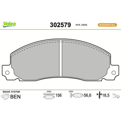 Valeo | Bremsbelagsatz, Scheibenbremse | 302579