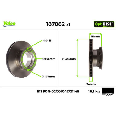Valeo | Bremsscheibe | 187082