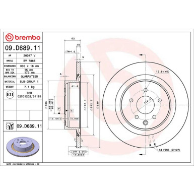 09.D689.11 Bremsscheibe PRIME LINE - UV Coated