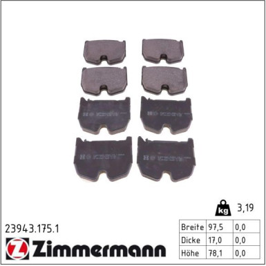 Zimmermann Bremsbelagsatz, Scheibenbremse 23943.175.1