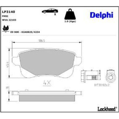 Delphi Bremsbelagsatz, Scheibenbremse LP3140