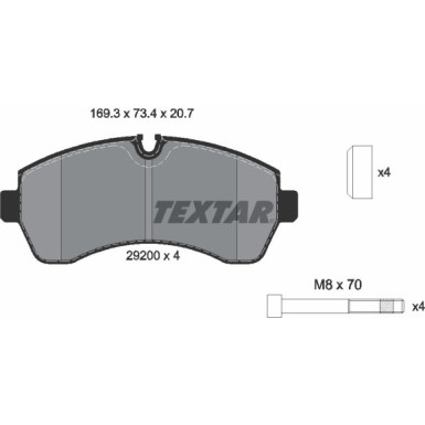 Textar | Bremsbelagsatz, Scheibenbremse | 2920002