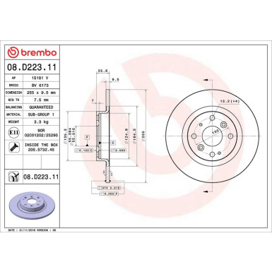 Brembo Bremsscheibe PRIME LINE - UV Coated 08.D223.11 Brembo Bremsscheibe PRIME LINE - UV Coated 08.D223.11