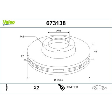 Valeo Bremsscheibe COATED 673138