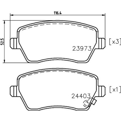 Hella | Bremsbelagsatz, Scheibenbremse | 8DB 355 012-301