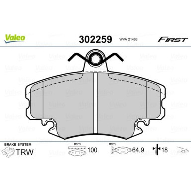 Valeo | Bremsbelagsatz, Scheibenbremse | 302259