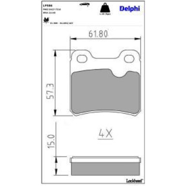 Delphi Bremsbelagsatz, Scheibenbremse LP586