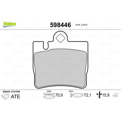Valeo | Bremsbelagsatz, Scheibenbremse | 598446