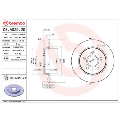 08.A029.21 Bremsscheibe PRIME LINE - UV Coated