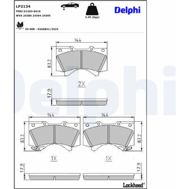 LP2134 Bremsbelagsatz, Scheibenbremse