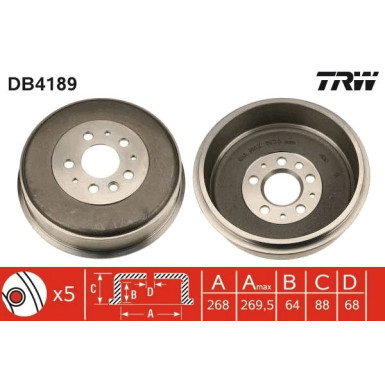 TRW | Bremstrommel | DB4189