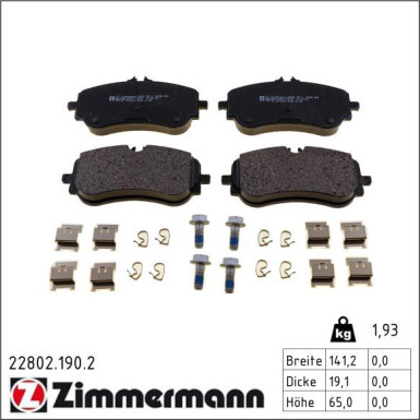 Zimmermann Bremsbelagsatz, Scheibenbremse 22802.190.2