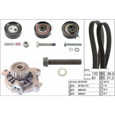 530 0483 30 Wasserpumpe + Zahnriemensatz