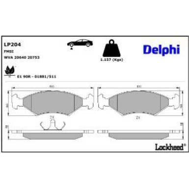 Delphi Bremsbelagsatz, Scheibenbremse LP204
