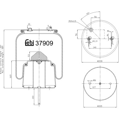 FEBI BILSTEIN 37909 Federbalg, Luftfederung FEBI BILSTEIN 37909 Federbalg, Luftfederung