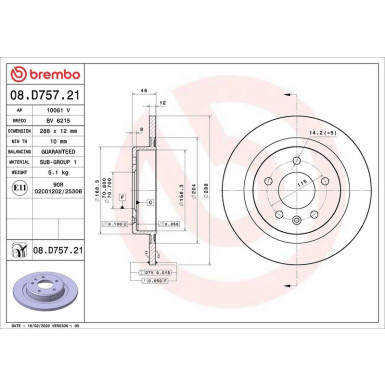 Brembo Bremsscheibe PRIME LINE - UV Coated 08.D757.21