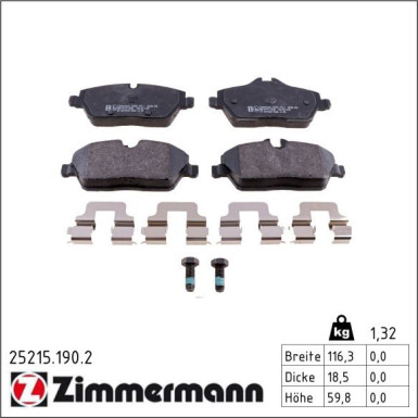 Zimmermann Bremsbelagsatz, Scheibenbremse 25215.190.2