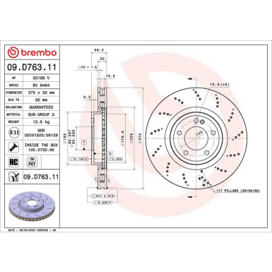 09.D763.11 Bremsscheibe PRIME LINE - UV Coated