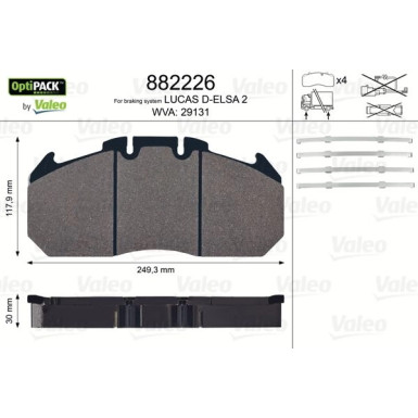 Valeo | Bremsbelagsatz, Scheibenbremse | 882226