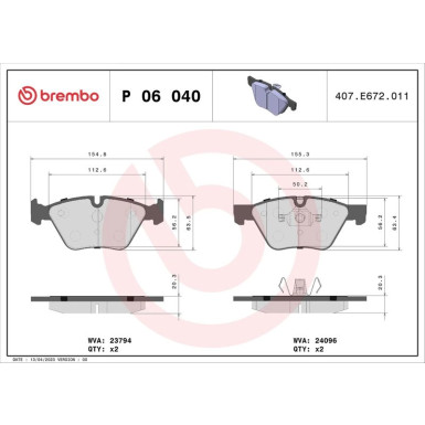 Brembo Bremsbelagsatz, Scheibenbremse PRIME LINE P 06 040