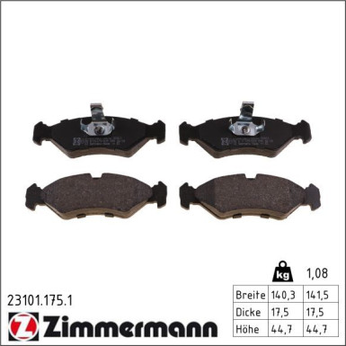 Zimmermann Bremsbelagsatz, Scheibenbremse 23101.175.1