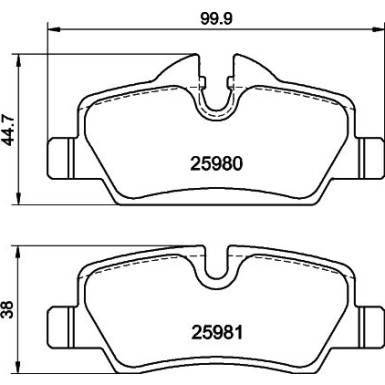 Hella | Bremsbelagsatz, Scheibenbremse | 8DB 355 021-481