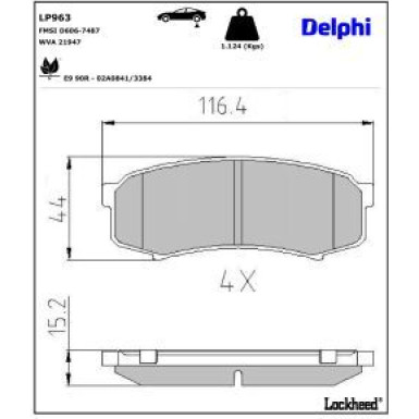 Delphi Bremsbelagsatz, Scheibenbremse LP963