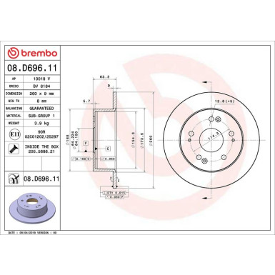 08.D696.11 Bremsscheibe PRIME LINE - UV Coated 08.D696.11 Bremsscheibe PRIME LINE - UV Coated