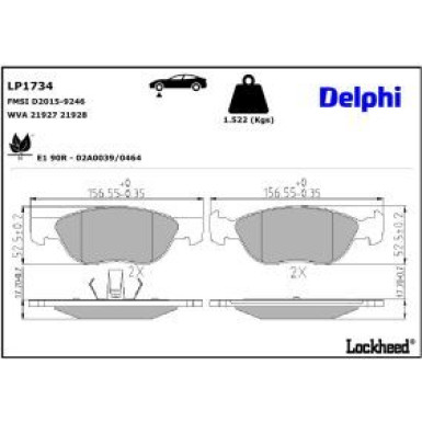 Delphi Bremsbelagsatz, Scheibenbremse LP1734