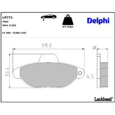 Delphi Bremsbelagsatz, Scheibenbremse LP771
