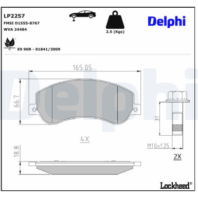 Delphi | Bremsbelagsatz, Scheibenbremse | LP2257
