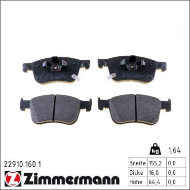 Zimmermann Bremsbelagsatz, Scheibenbremse 22910.160.1