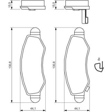 BOSCH Bremsbelagsatz, Scheibenbremse 0 986 494 458
