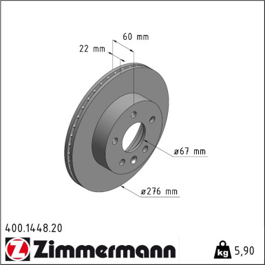 Zimmermann Bremsscheibe Coat Z 400.1448.20