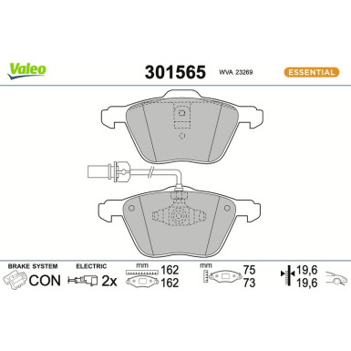 301565 Bremsbelagsatz, Scheibenbremse ESSENTIAL