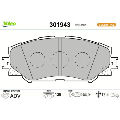 Valeo | Bremsbelagsatz, Scheibenbremse | 301943